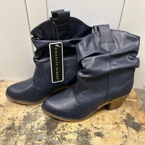 NWT Navy Slouchy Cowboy Style Boots